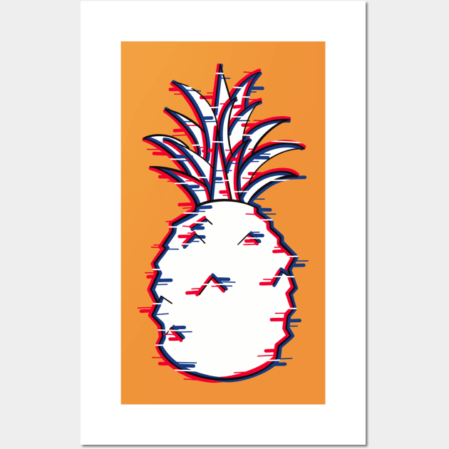 Pineapple with a glitch effect Wall Art by Fruit Tee